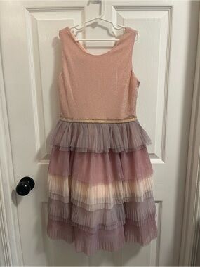 Amy Byer Sparkle Pink and Mauve Layered Tulle Dress